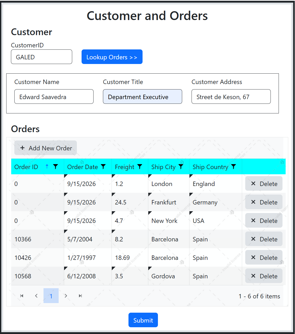 Kendo UI Grid in batch edit mode with add, edit, and delete controls