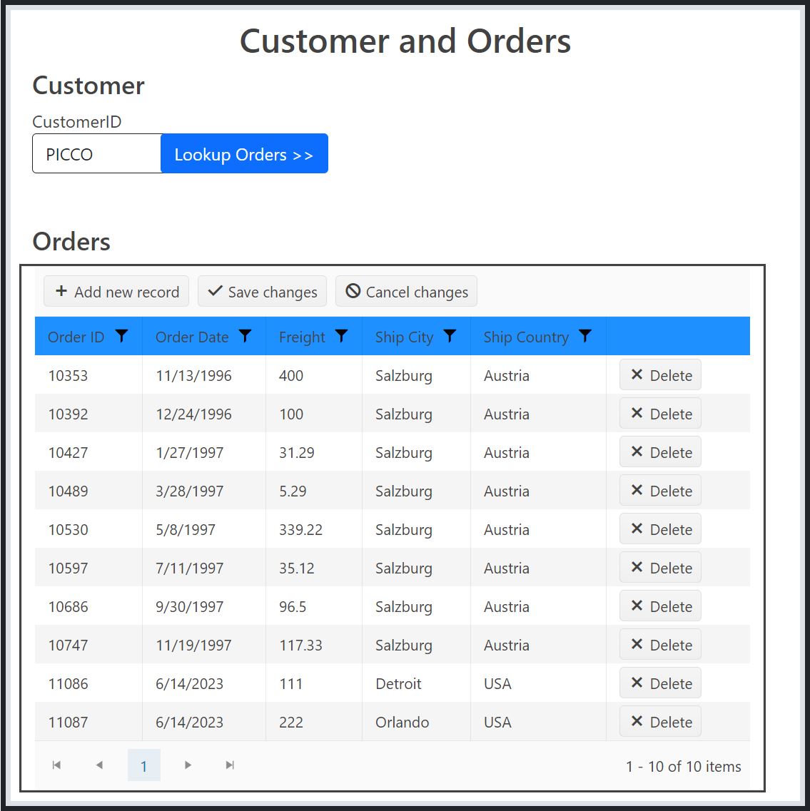 Kendo UI Grid in batch edit mode with add, edit, and delete controls